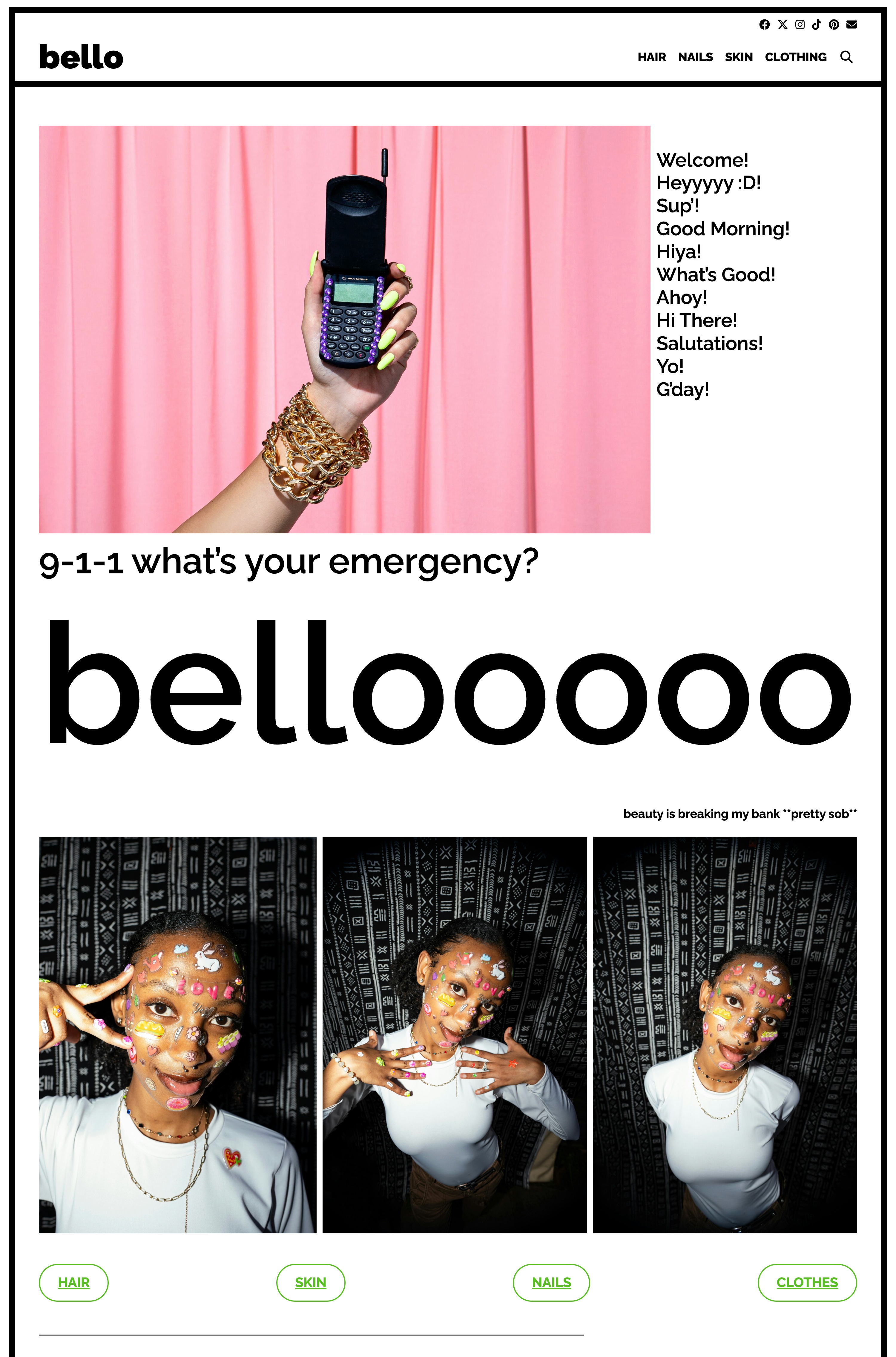 Bello site scroll mockup
